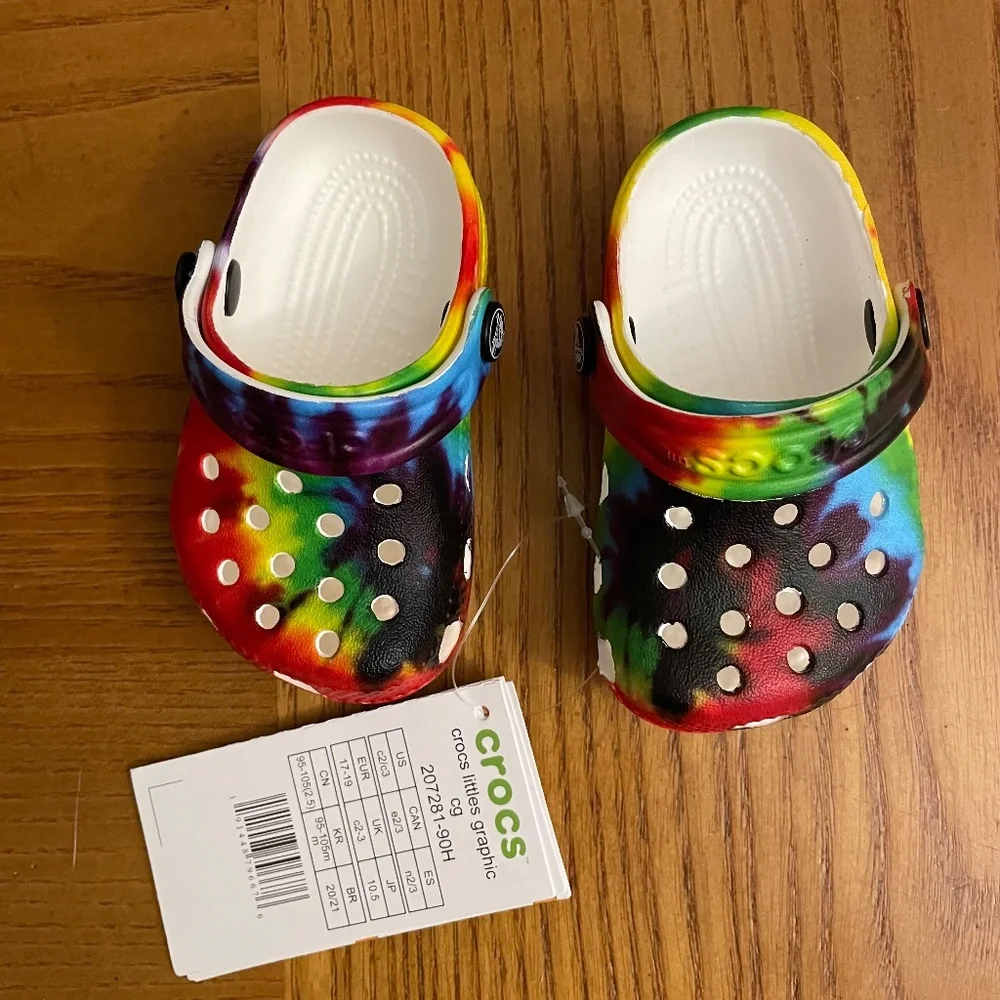 NWT C2C3 Crocs INFANT Littles Tie Dye Graphic Clog Multicolor